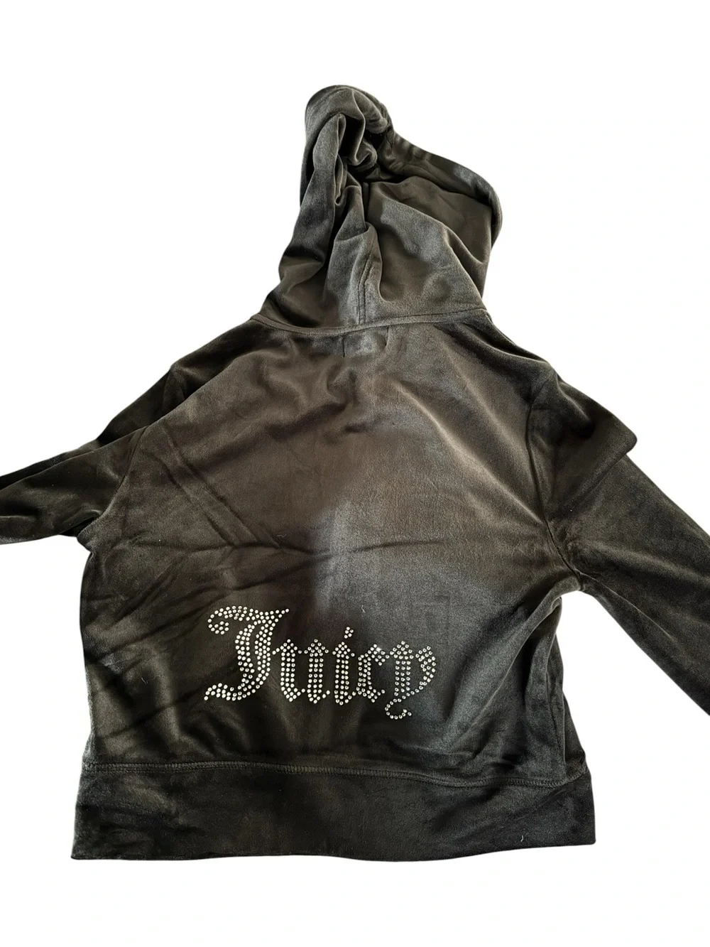 Juicy Couture Black Velour Rhinestone Logo Hoodie & Pants Set